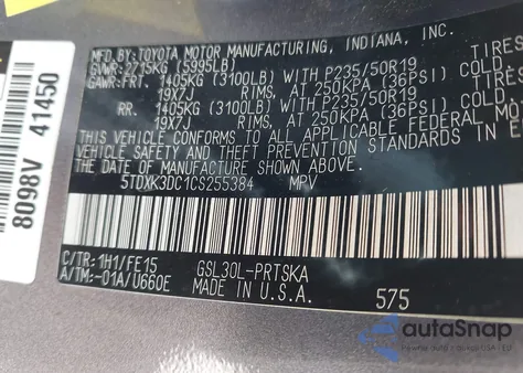 2012 Toyota Sienna Se 8 Passenger from USA, damaged, VIN 5TDXK3DC1CS255384